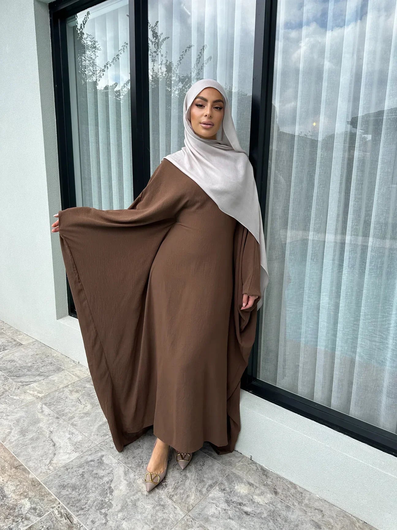 LM158 Robe Kaftan Abaya Modeste Élégante | Maxi Ample Grande Taille pour Femmes