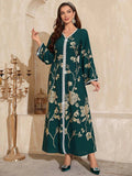 LM181 Robe Abaya Brodée Élégante | Kaftan Modeste Style Dubaï Soirée