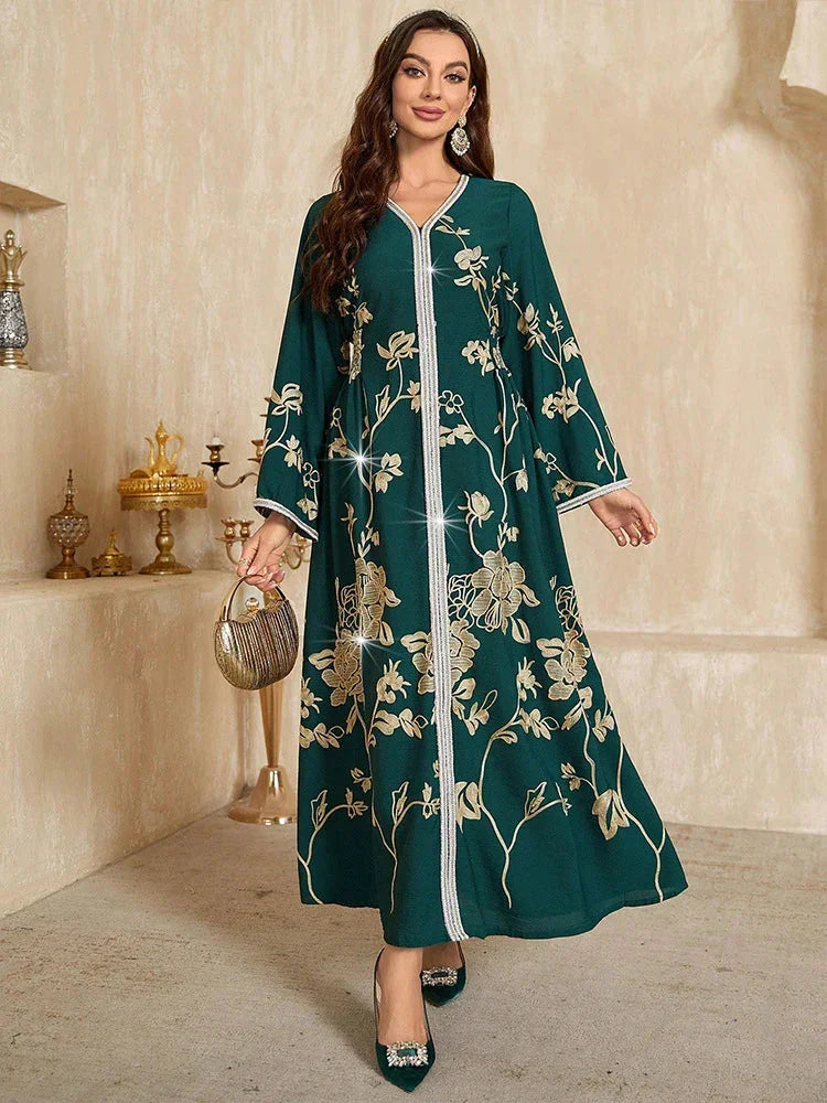 LM181 Robe Abaya Brodée Élégante | Kaftan Modeste Style Dubaï Soirée