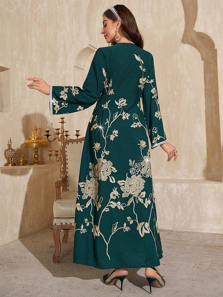 LM181 Robe Abaya Brodée Élégante | Kaftan Modeste Style Dubaï Soirée