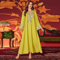 LM183 Robe Abaya Brodée Luxueuse | Kaftan Maxi Modeste avec Détails Strass