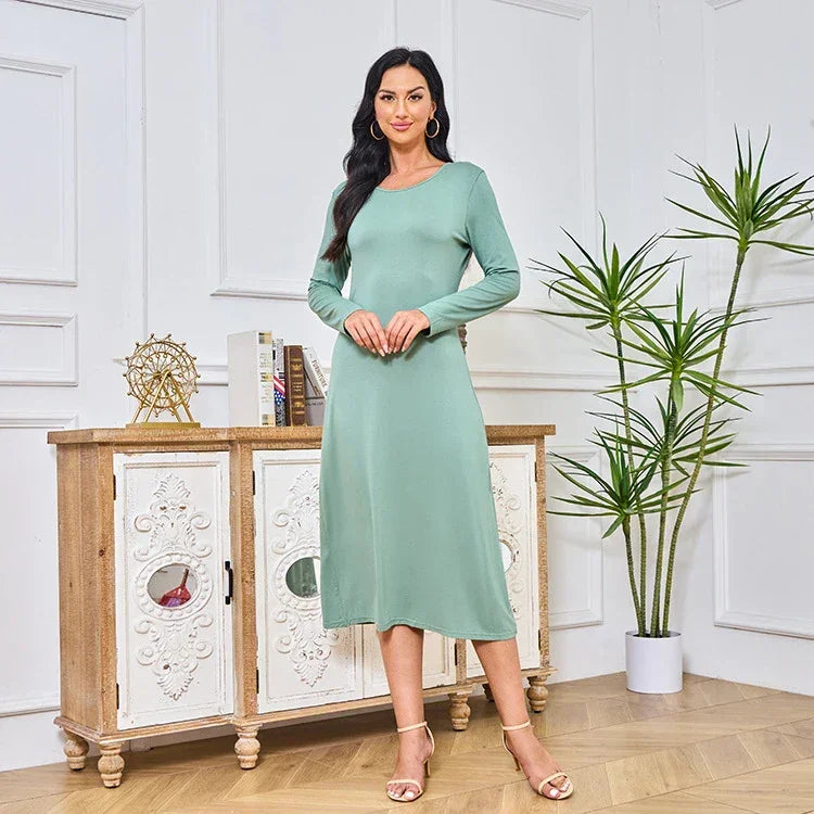 LM185 Ensemble 2 Pièces Abaya Coton Estival | Robe Kaftan Maxi Brodée Respirante