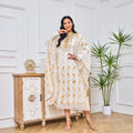 LM185 Ensemble 2 Pièces Abaya Coton Estival | Robe Kaftan Maxi Brodée Respirante