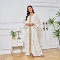 LM186 Robe Abaya Estivale Dubaï | Kaftan Maxi Modeste Imprimé Doré Léger
