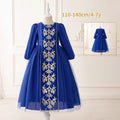 LM206 Robe Aïd Filles – Robe de Fête Musulmane Modeste Manches Longues, Brodée, Longueur Totale (4–7 ans)
