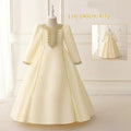 LM207 Robe Aïd Filles – Robe de Fête Musulmane Modeste Manches Longues, Brodée, Longueur Totale (4–7 ans)