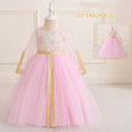 LM212 Robe Aïd Filles – Robe de Fête Musulmane Modeste Manches Longues, Brodée, Longueur Totale (4–7 ans)