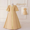 LM214 Robe Aïd Filles – Robe de Fête Musulmane Modeste Manches Longues, Brodée, Longueur Totale (4–7 ans)