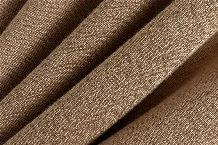 LM221 Ensemble Abaya 3 Pièces – Cardigan, Haut Col Montant & Pantalon Large avec Poignets & Ourlet Jacquard Géométrique | Superposition Hiver Modeste