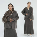LM225 Ensemble Abaya Tricot Hiver 3 Pièces pour Femmes Musulmanes – Coordiné Modeste