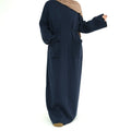 LM227 Abaya Hiver avec Poches – Robe Modeste Manches Longues Ceinturée
