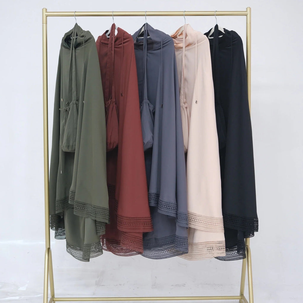 LM300 Ensemble Khimar de Prière – Tenue Modeste 4 Pièces avec Bordure en Dentelle