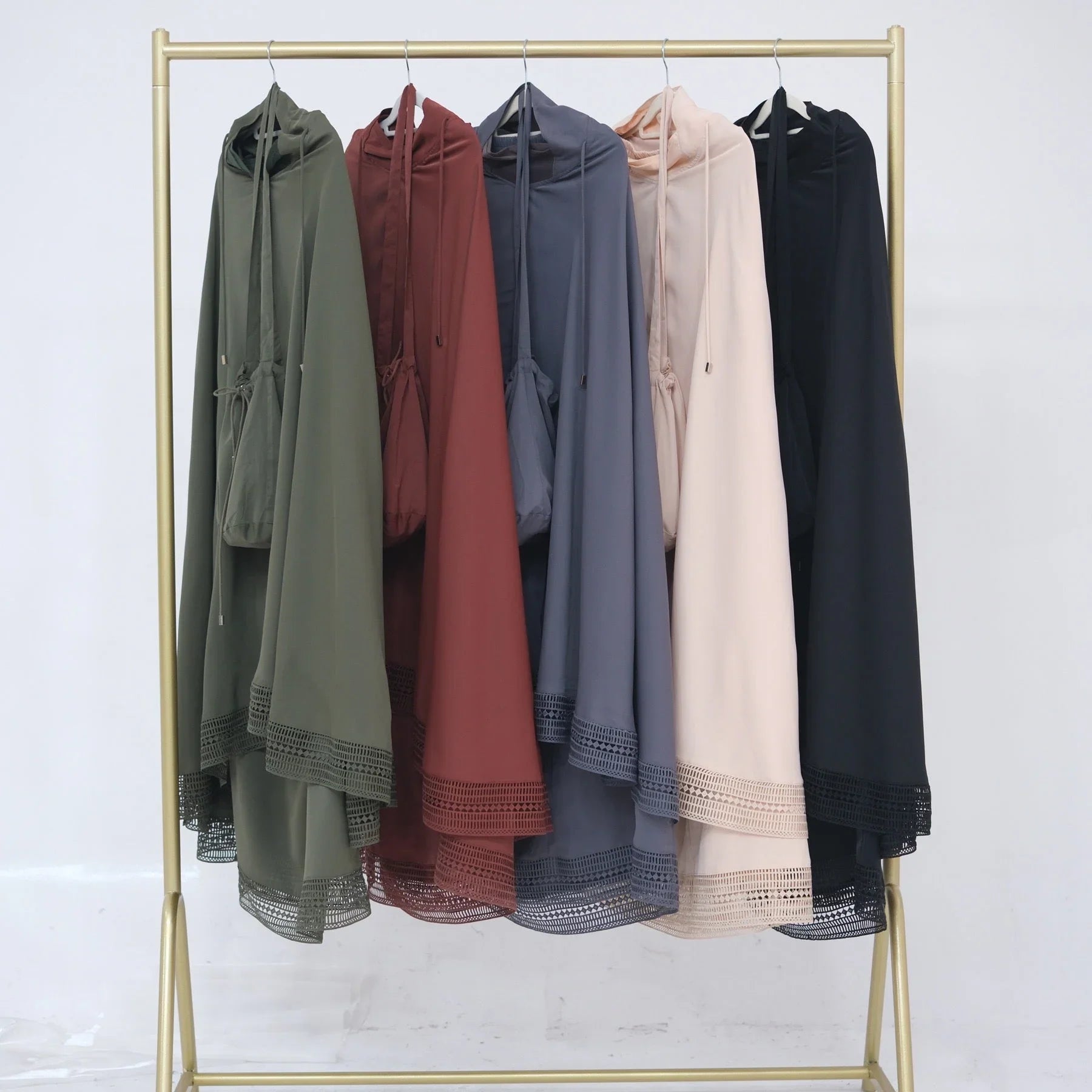 LM300 Ensemble Khimar de Prière – Tenue Modeste 4 Pièces avec Bordure en Dentelle