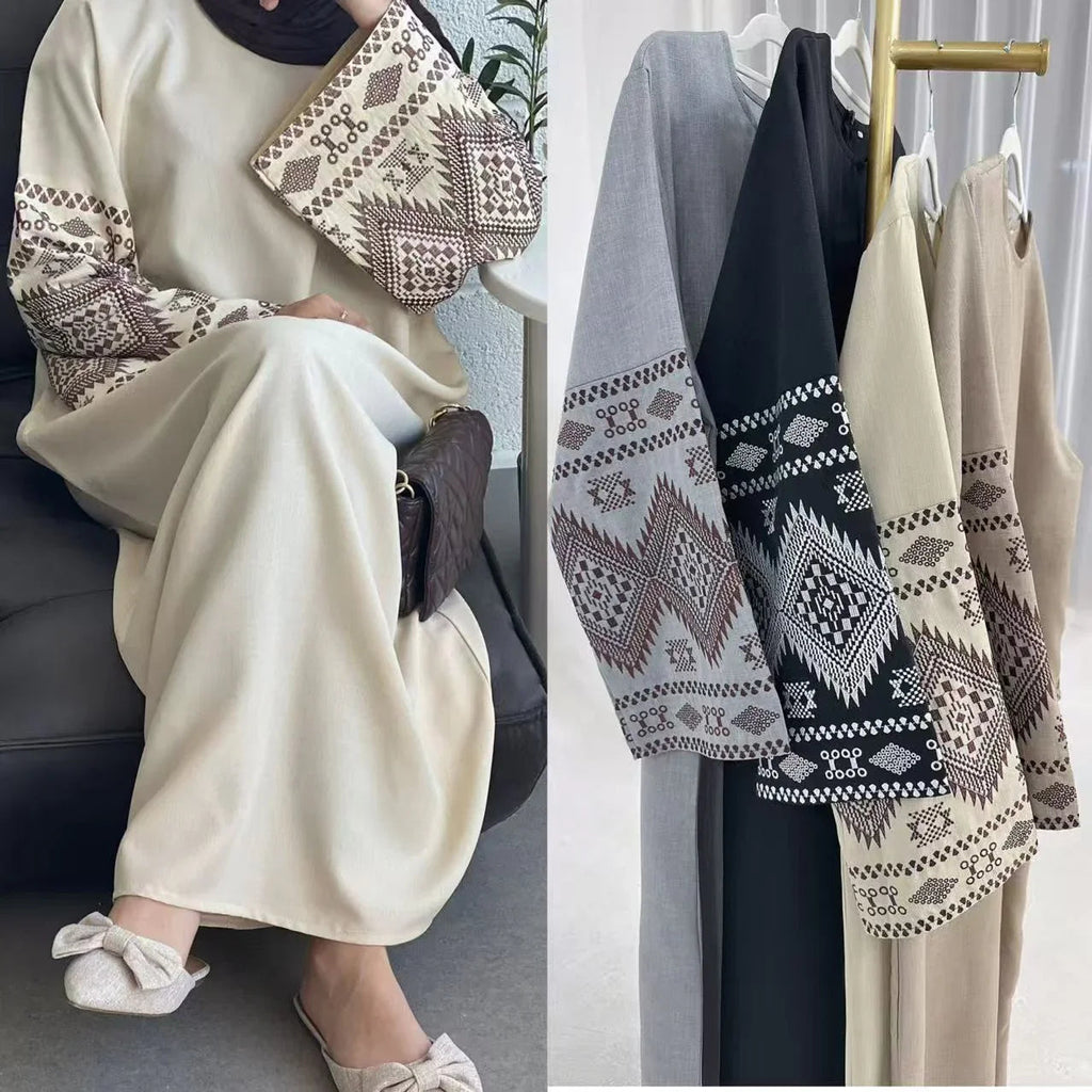 LM301 Robe Abaya Brodée pour Femmes – Élégante Robe de Mariage Musulman