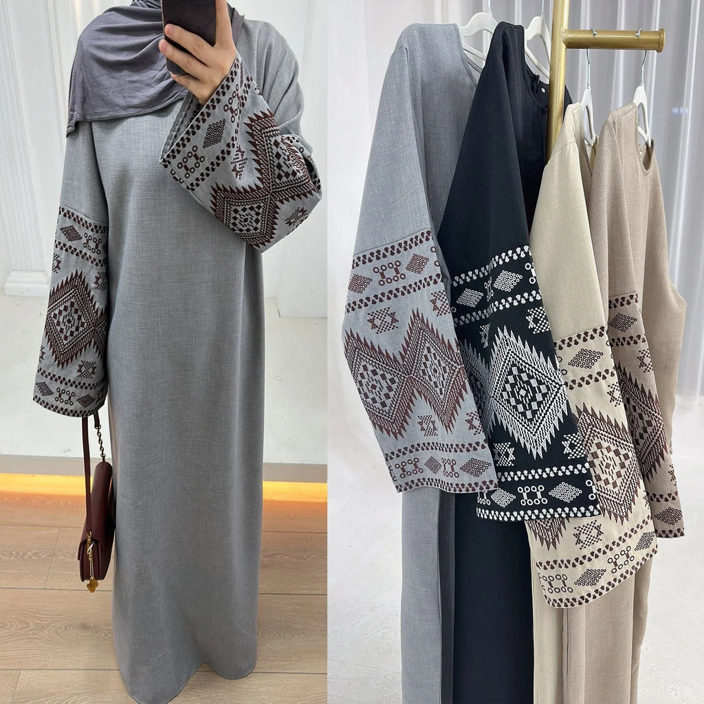 LM301 Robe Abaya Brodée pour Femmes – Élégante Robe de Mariage Musulman