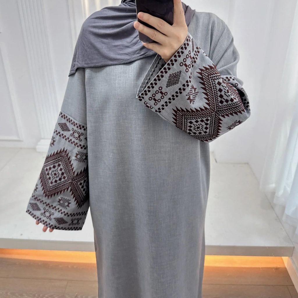 LM301 Robe Abaya Brodée pour Femmes – Élégante Robe de Mariage Musulman