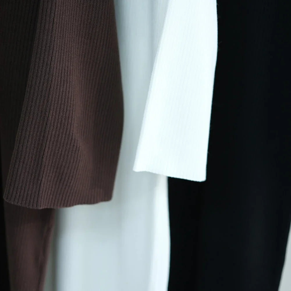 LM302 Abaya Hiver Nervurée avec Ceinture – Robe Modeste Manches Longues pour Femmes