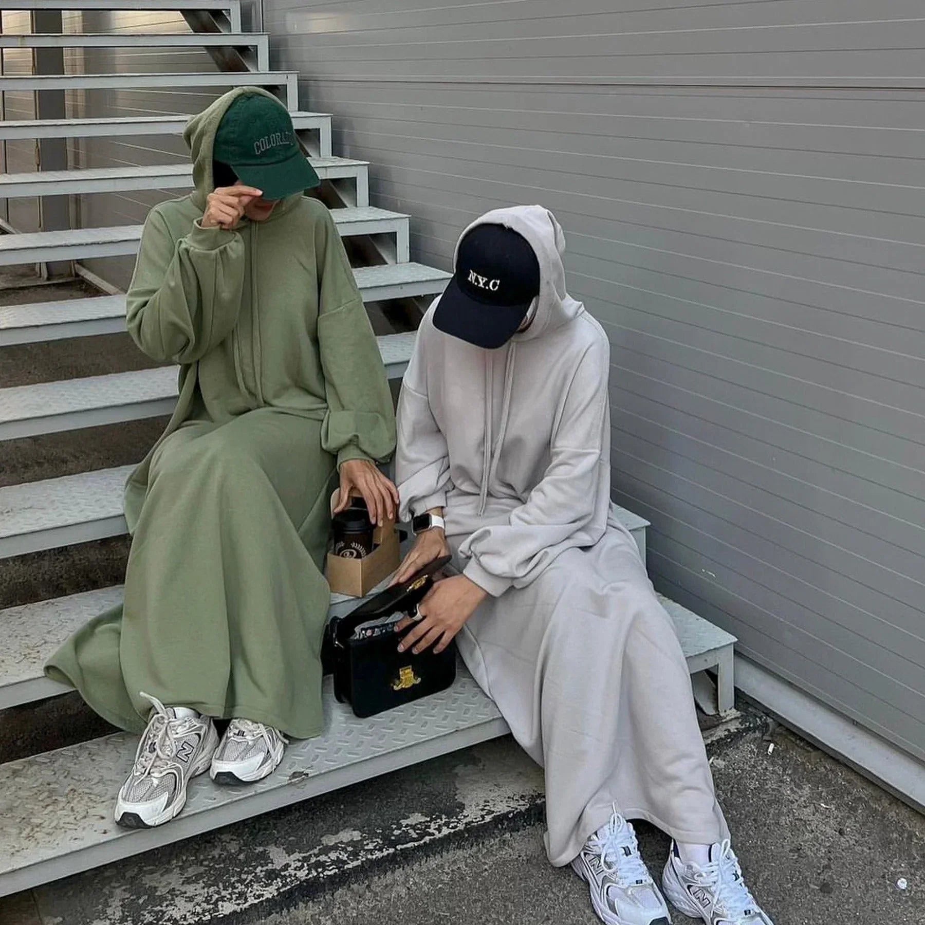 LM303 Robe Sweat-shirt Abaya à Capuche – Tenue Modeste Décontractée Manches Longues