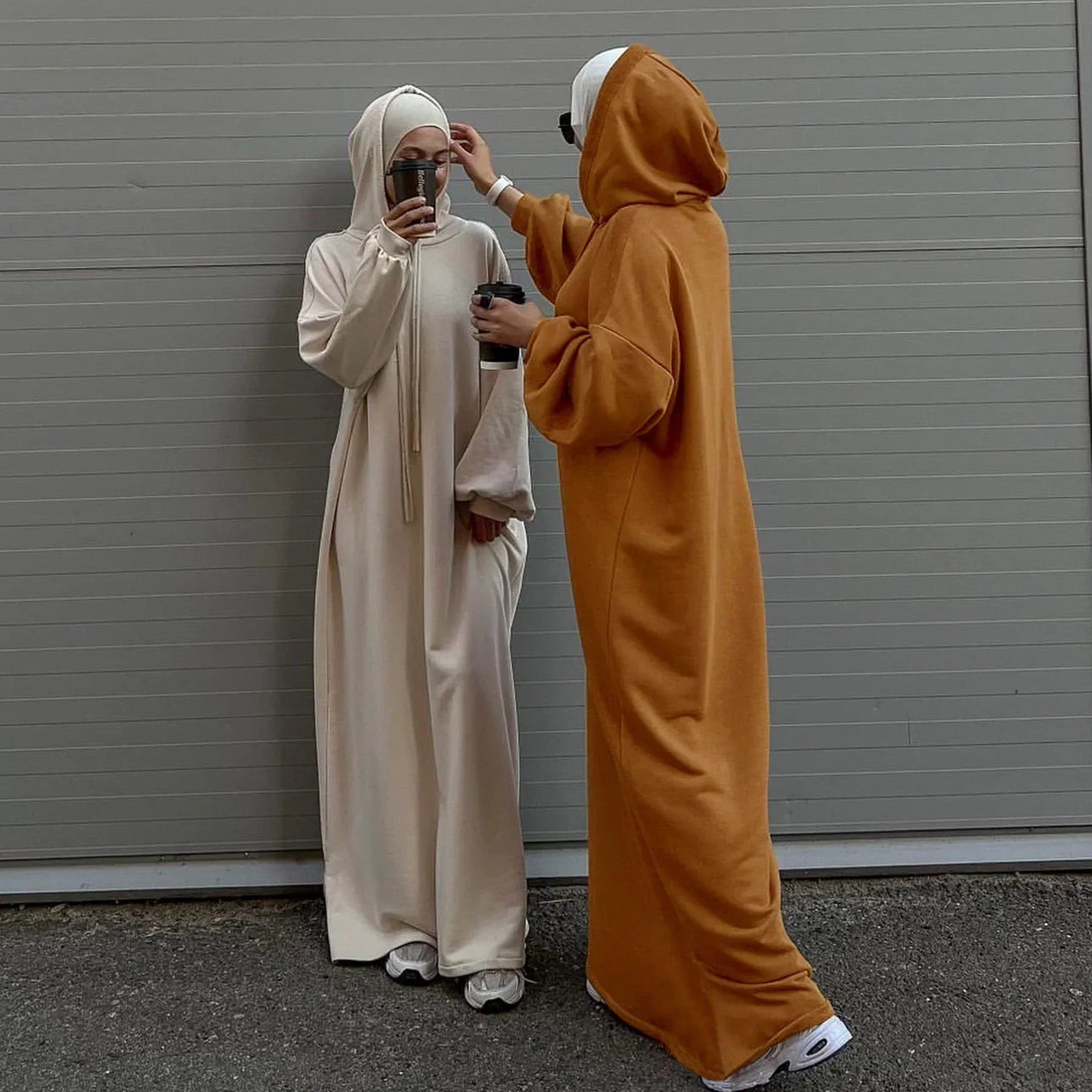 LM303 Robe Sweat-shirt Abaya à Capuche – Tenue Modeste Décontractée Manches Longues
