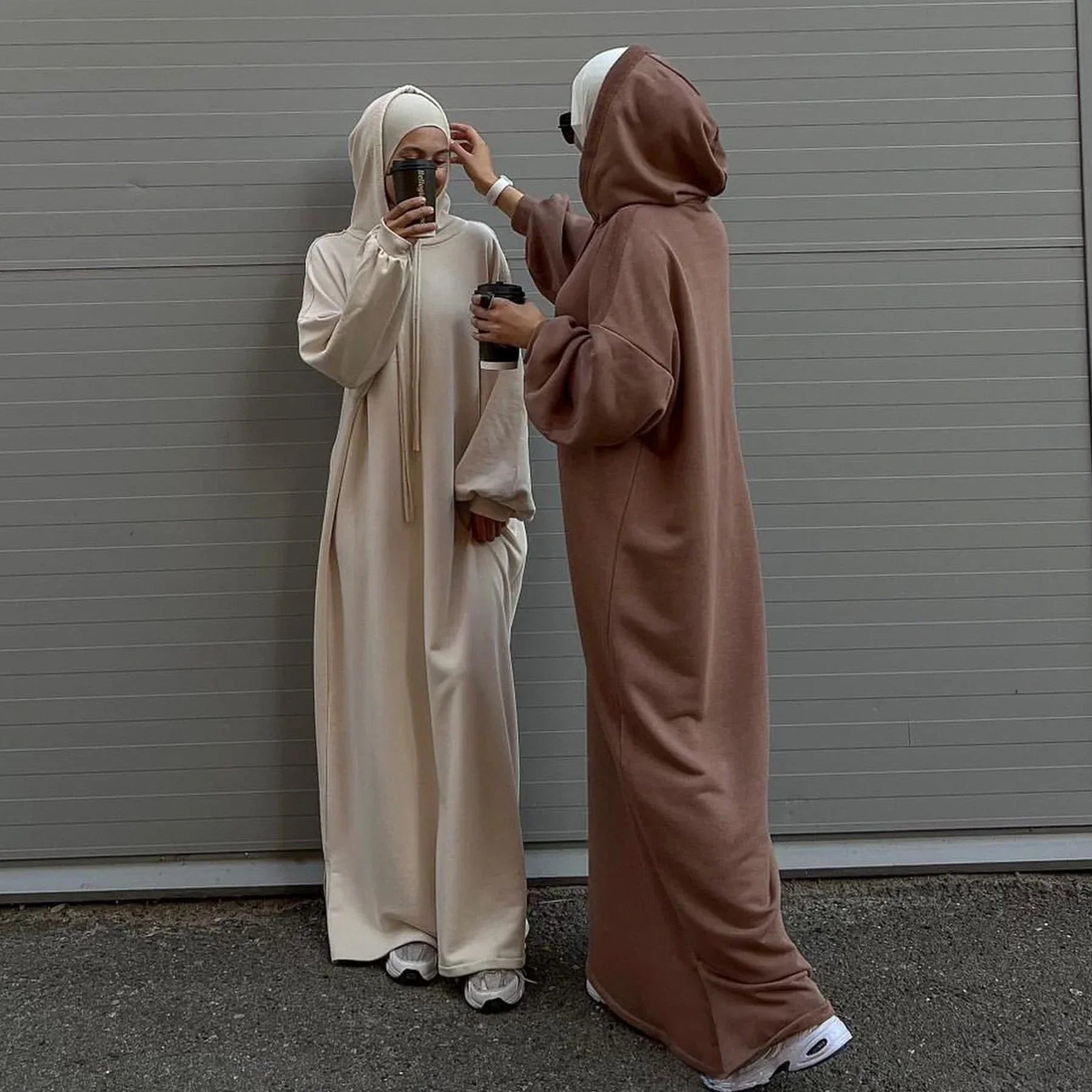 LM303 Robe Sweat-shirt Abaya à Capuche – Tenue Modeste Décontractée Manches Longues