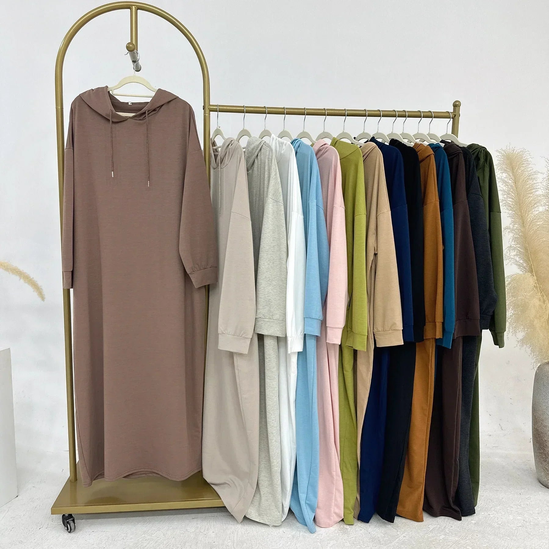 LM303 Robe Sweat-shirt Abaya à Capuche – Tenue Modeste Décontractée Manches Longues