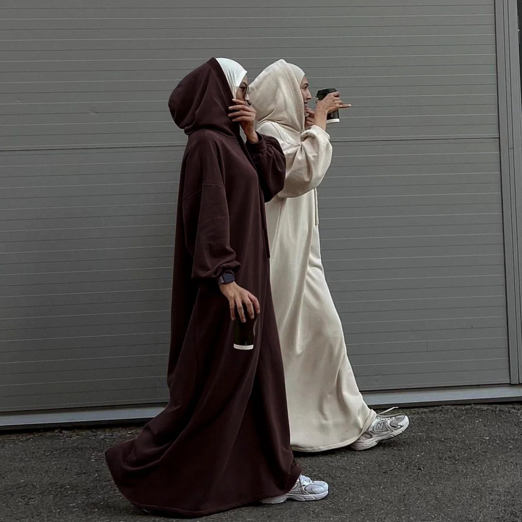 LM303 Robe Sweat-shirt Abaya à Capuche – Tenue Modeste Décontractée Manches Longues