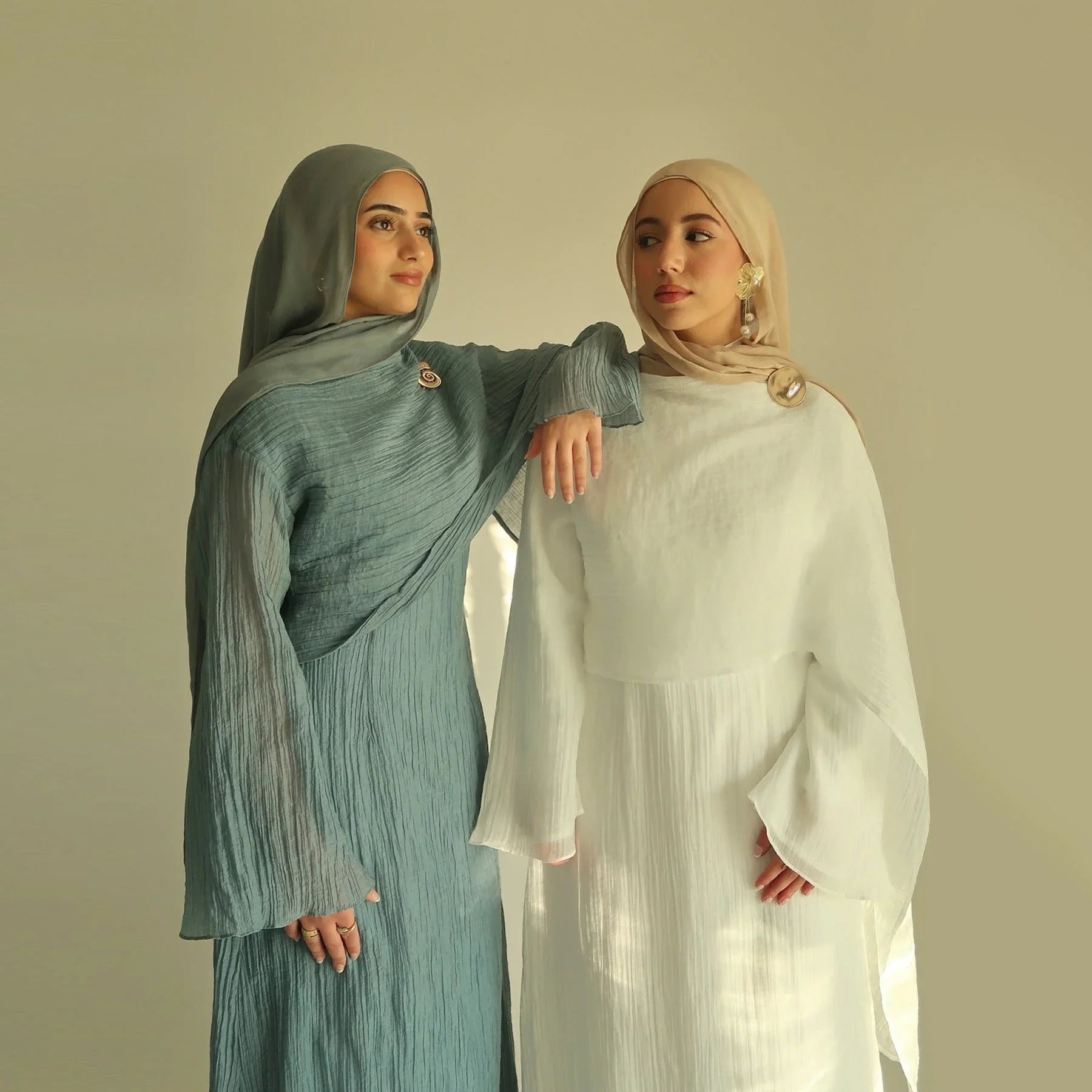 LM305 Robe Abaya Double Couche – Maxi Manches Longues Tricot Tencel Doux