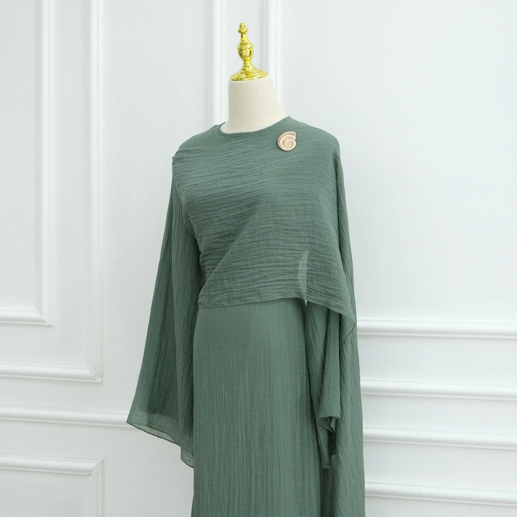 LM305 Robe Abaya Double Couche – Maxi Manches Longues Tricot Tencel Doux