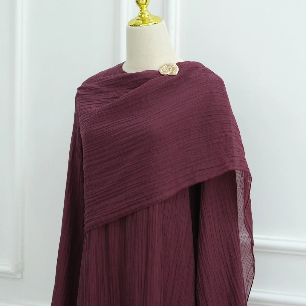 LM305 Robe Abaya Double Couche – Maxi Manches Longues Tricot Tencel Doux