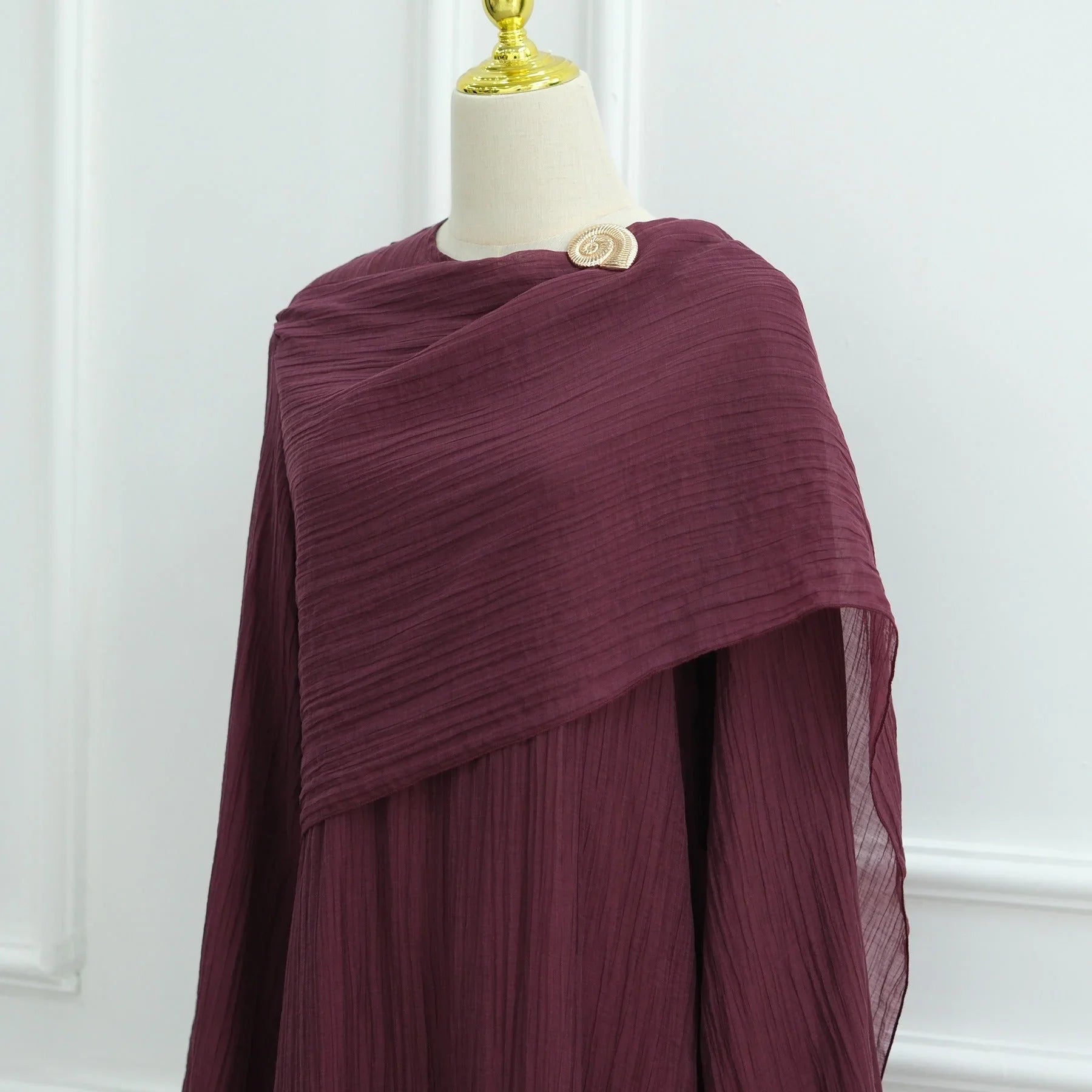 LM305 Robe Abaya Double Couche – Maxi Manches Longues Tricot Tencel Doux