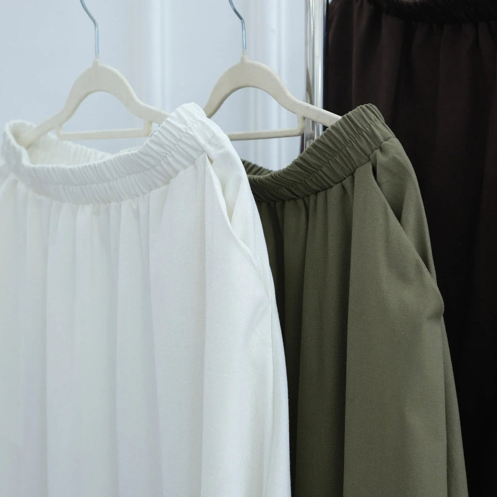 LM306 Ensemble Deux Pièces Coton Lin – Haut Asymétrique & Jupe Maxi Tenue Modeste