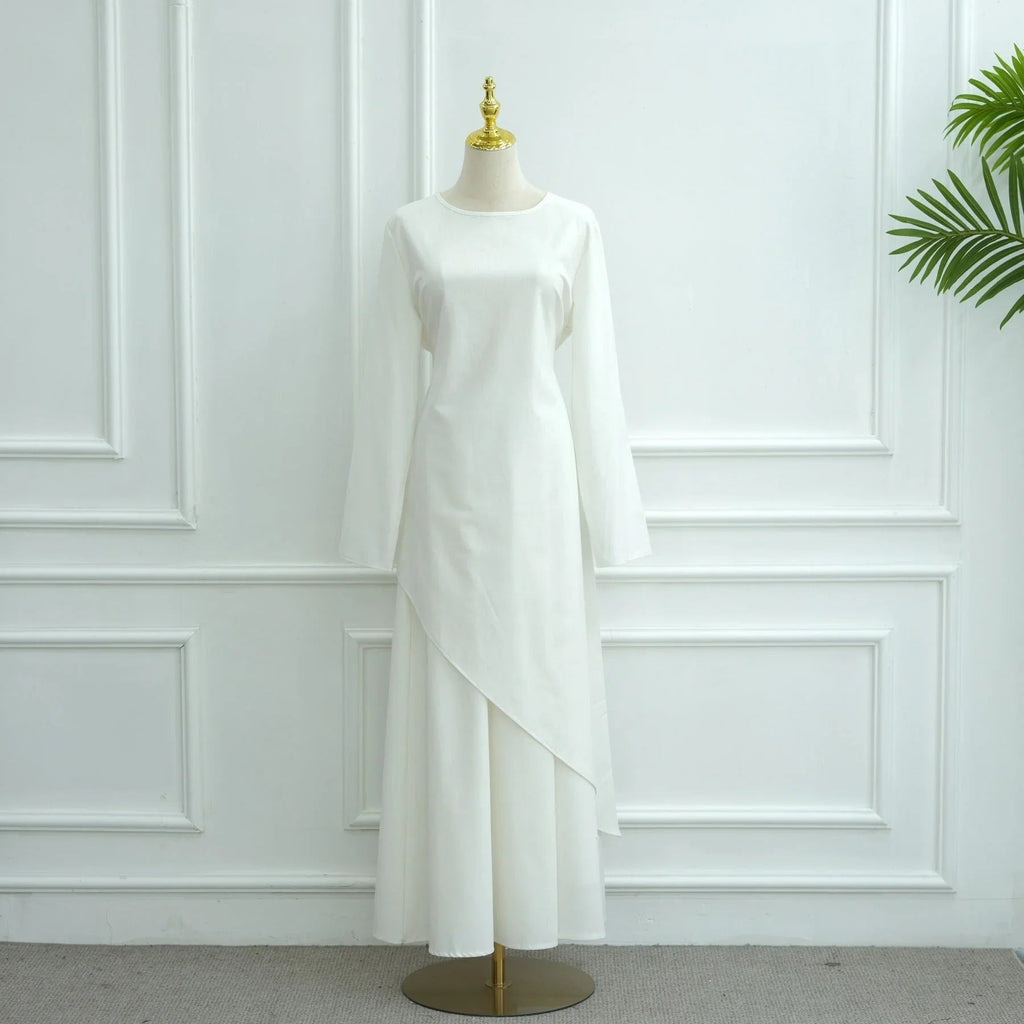 LM306 Ensemble Deux Pièces Coton Lin – Haut Asymétrique & Jupe Maxi Tenue Modeste