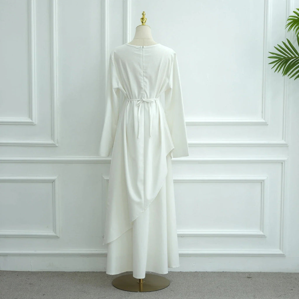 LM306 Ensemble Deux Pièces Coton Lin – Haut Asymétrique & Jupe Maxi Tenue Modeste