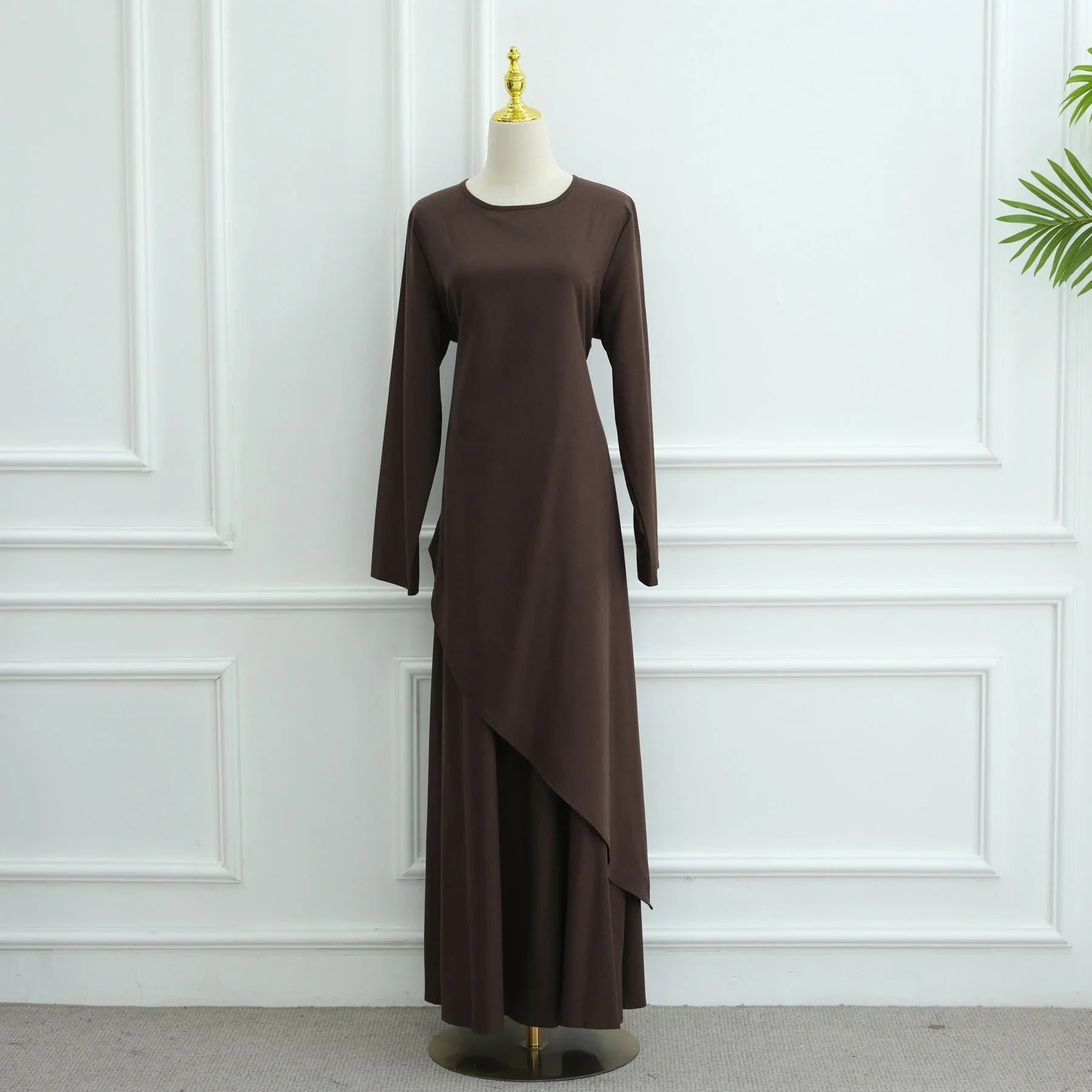 LM306 Ensemble Deux Pièces Coton Lin – Haut Asymétrique & Jupe Maxi Tenue Modeste