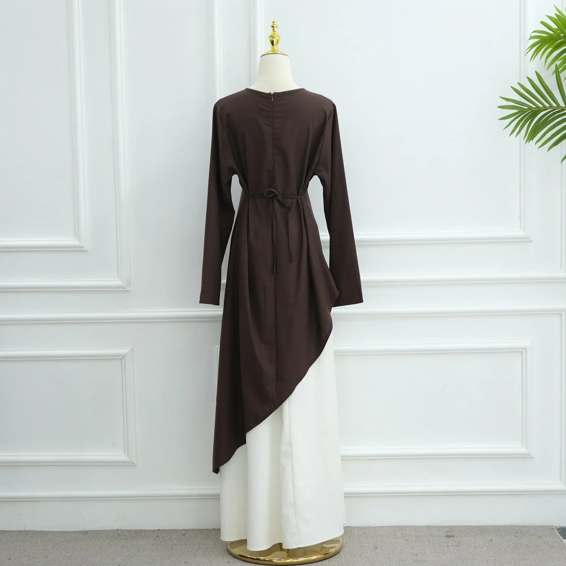 LM306 Ensemble Deux Pièces Coton Lin – Haut Asymétrique & Jupe Maxi Tenue Modeste