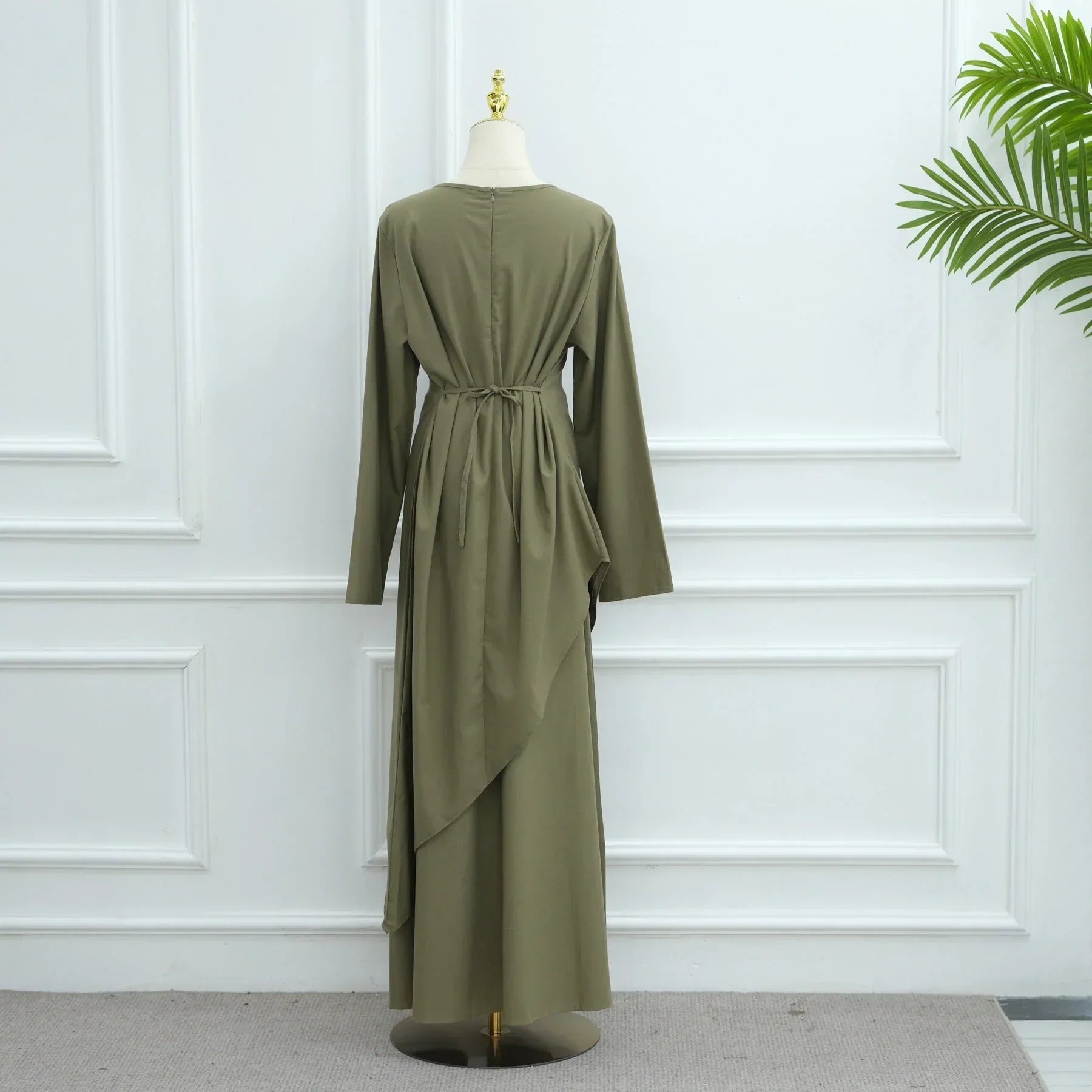 LM306 Ensemble Deux Pièces Coton Lin – Haut Asymétrique & Jupe Maxi Tenue Modeste