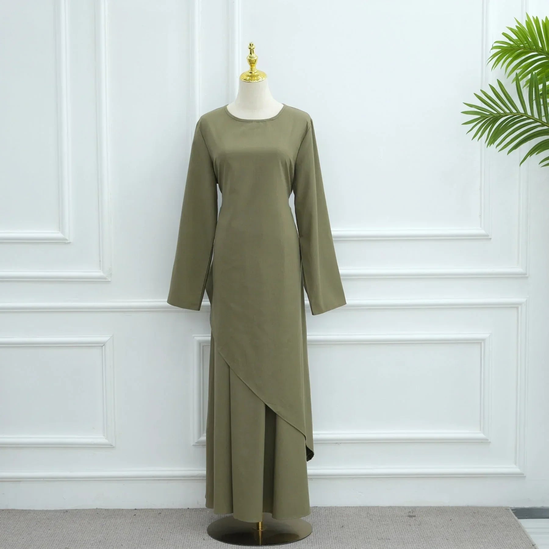 LM306 Ensemble Deux Pièces Coton Lin – Haut Asymétrique & Jupe Maxi Tenue Modeste