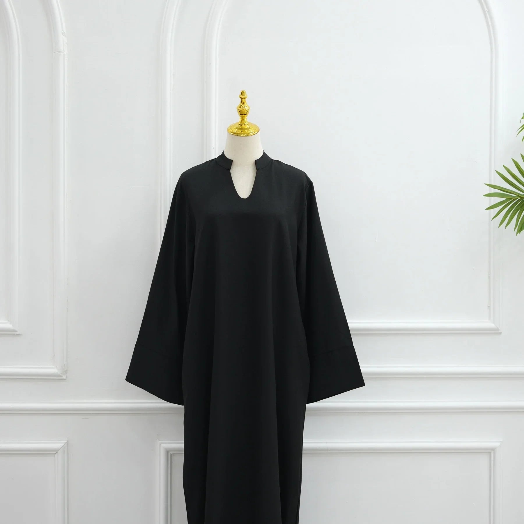 LM308 Robe Abaya avec Poches – Maxi Manches Longues avec Larges Revers