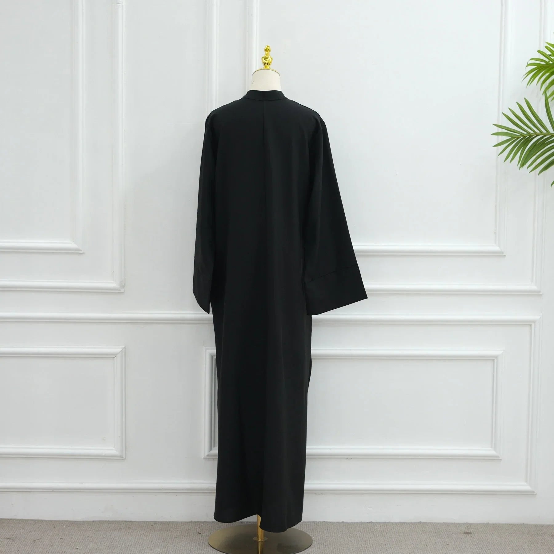 LM308 Robe Abaya avec Poches – Maxi Manches Longues avec Larges Revers