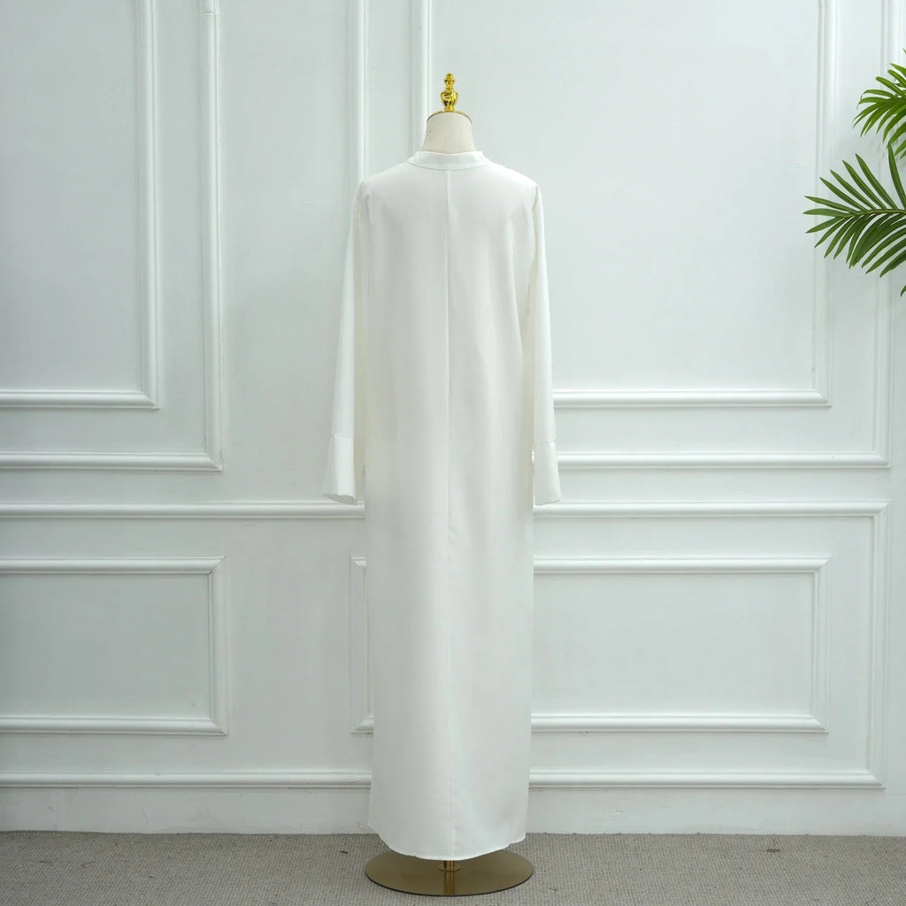 LM308 Robe Abaya avec Poches – Maxi Manches Longues avec Larges Revers
