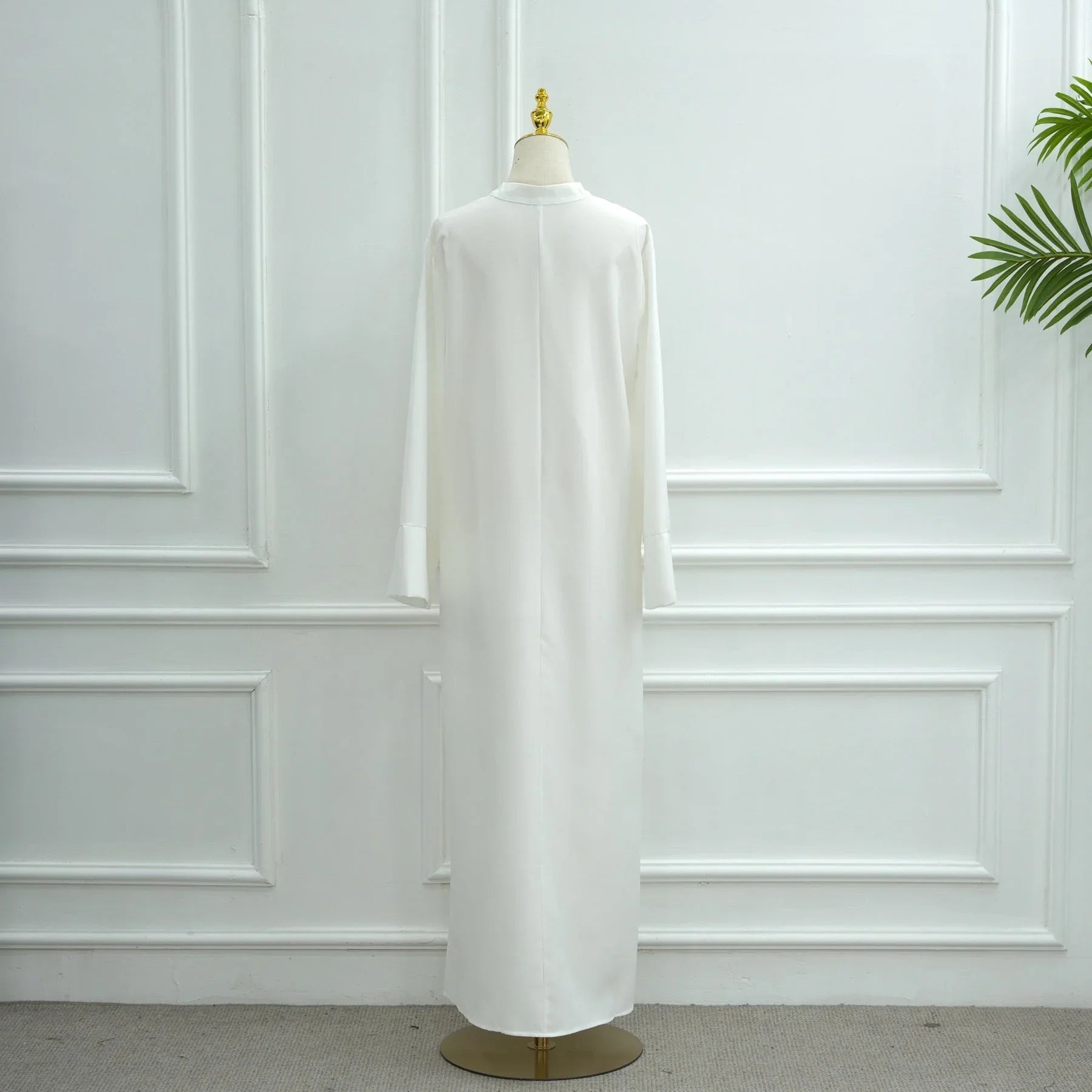 LM308 Robe Abaya avec Poches – Maxi Manches Longues avec Larges Revers