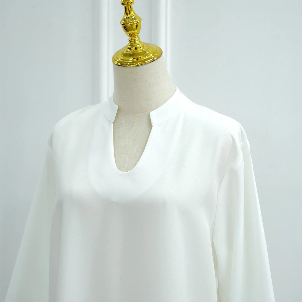 LM308 Robe Abaya avec Poches – Maxi Manches Longues avec Larges Revers