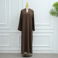 LM308 Robe Abaya avec Poches – Maxi Manches Longues avec Larges Revers