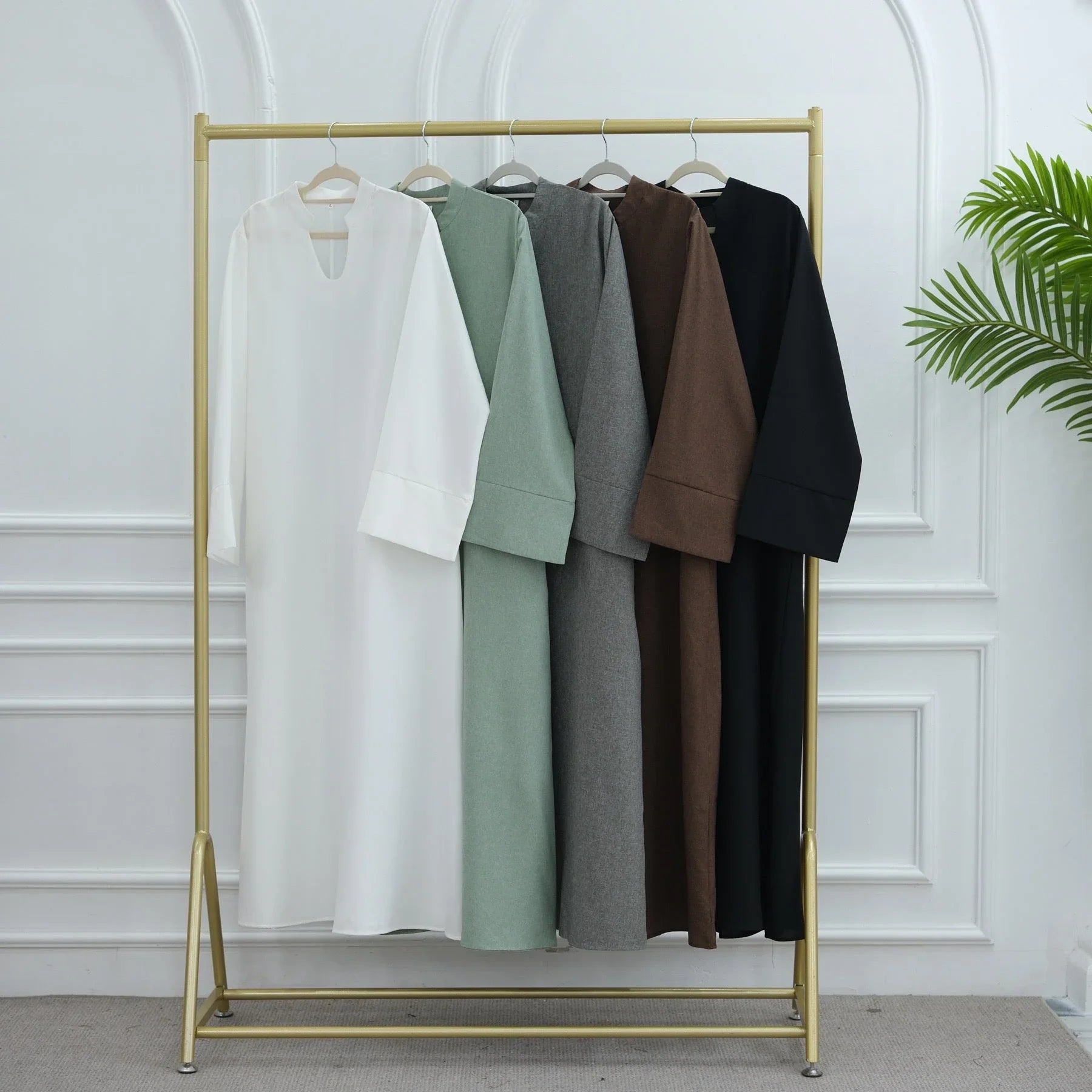 LM308 Robe Abaya avec Poches – Maxi Manches Longues avec Larges Revers