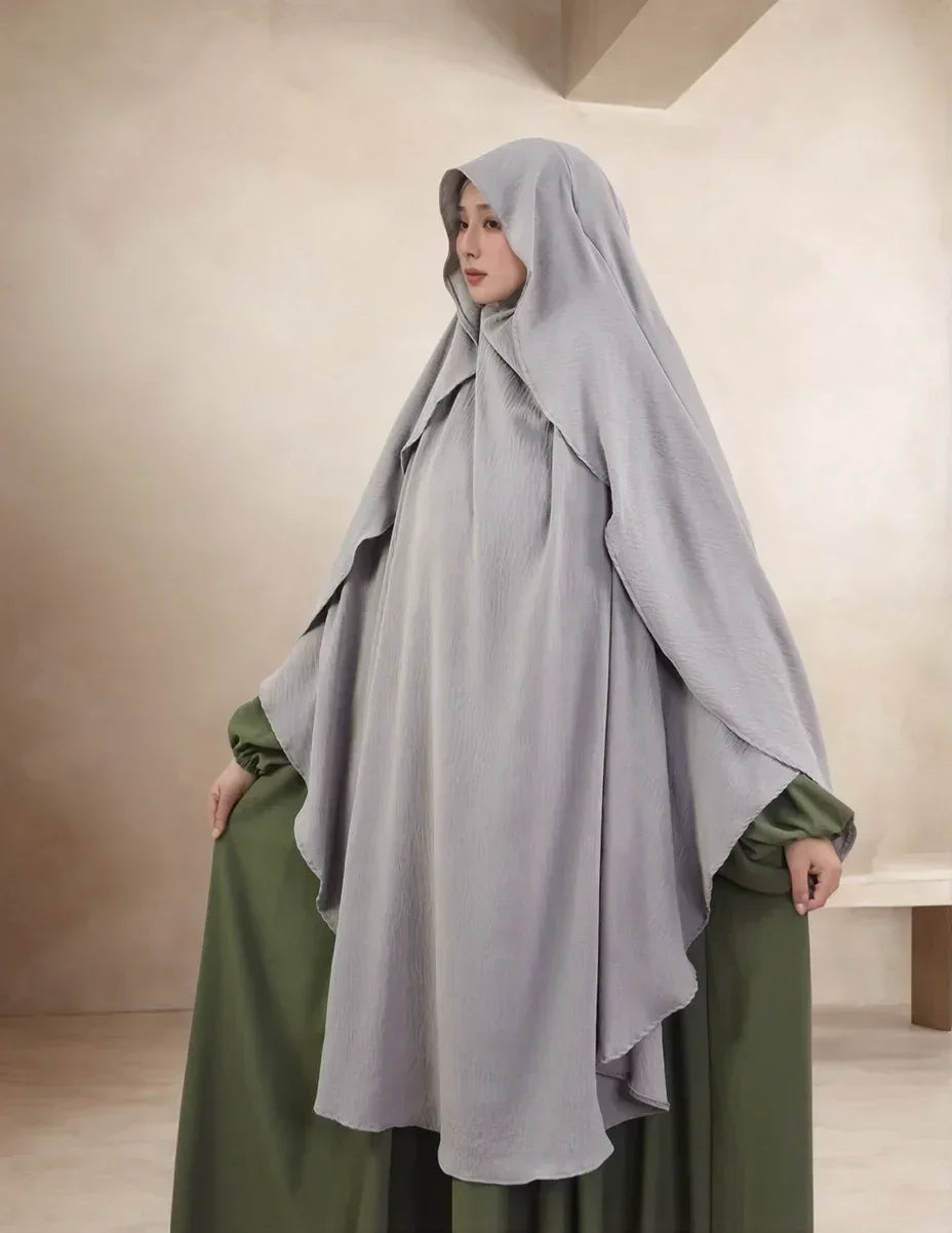 LM505 Khimar Cape Une Couche Grand Foulard Crêpe Jazz Sans Repassage Modeste