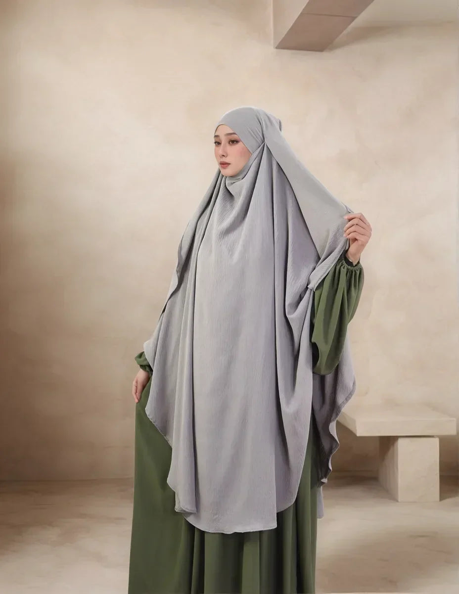 LM505 Khimar Cape Une Couche Grand Foulard Crêpe Jazz Sans Repassage Modeste