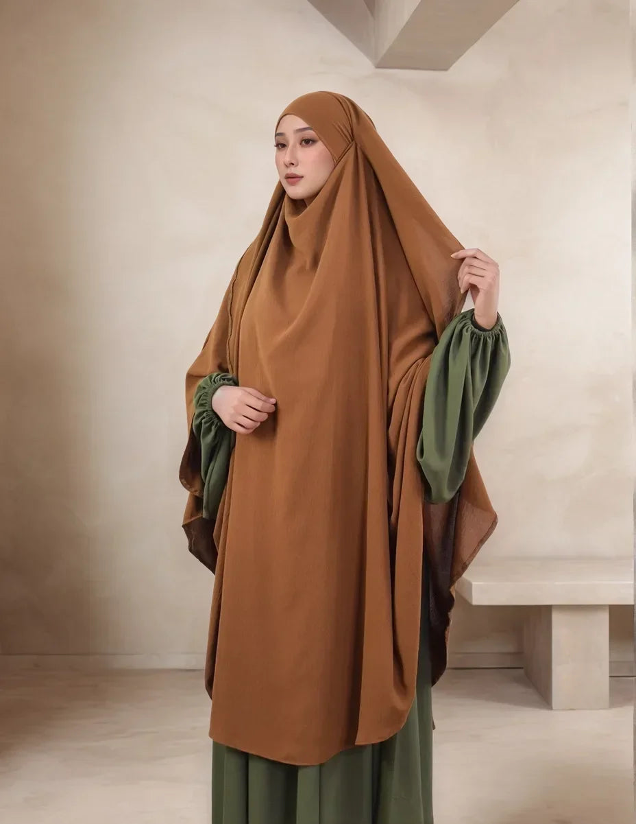 LM505 Khimar Cape Une Couche Grand Foulard Crêpe Jazz Sans Repassage Modeste