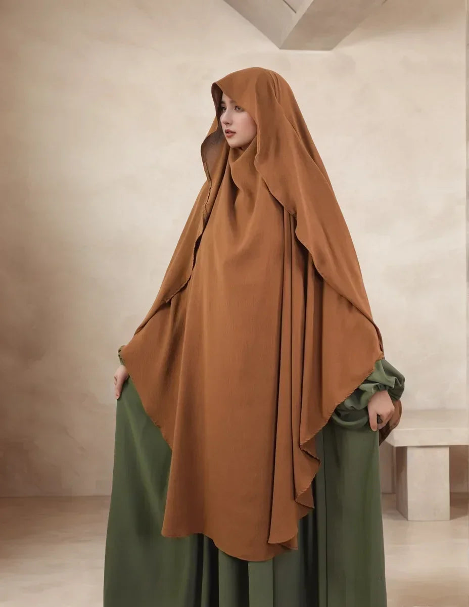 LM505 Khimar Cape Une Couche Grand Foulard Crêpe Jazz Sans Repassage Modeste