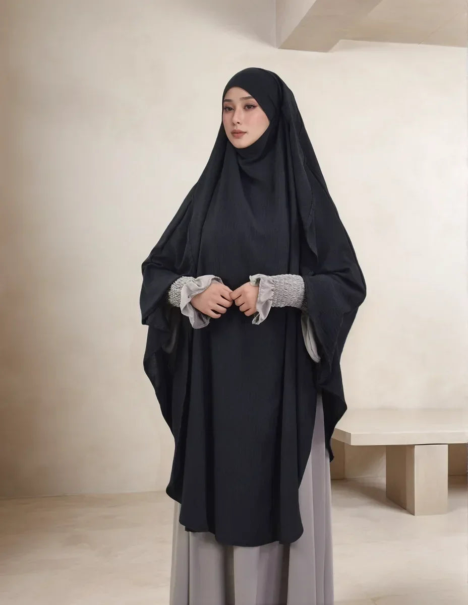 LM505 Khimar Cape Une Couche Grand Foulard Crêpe Jazz Sans Repassage Modeste