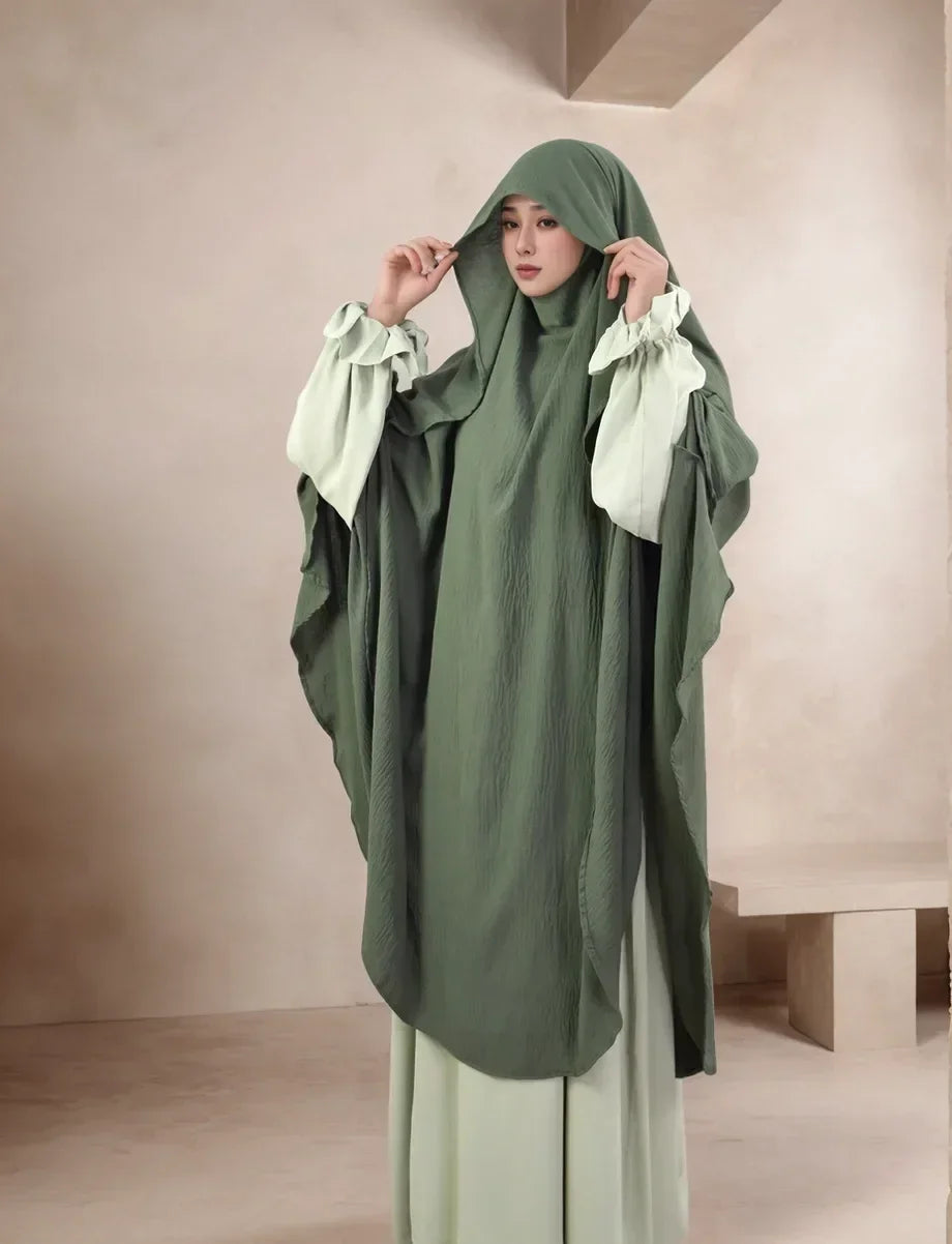 LM505 Khimar Cape Une Couche Grand Foulard Crêpe Jazz Sans Repassage Modeste